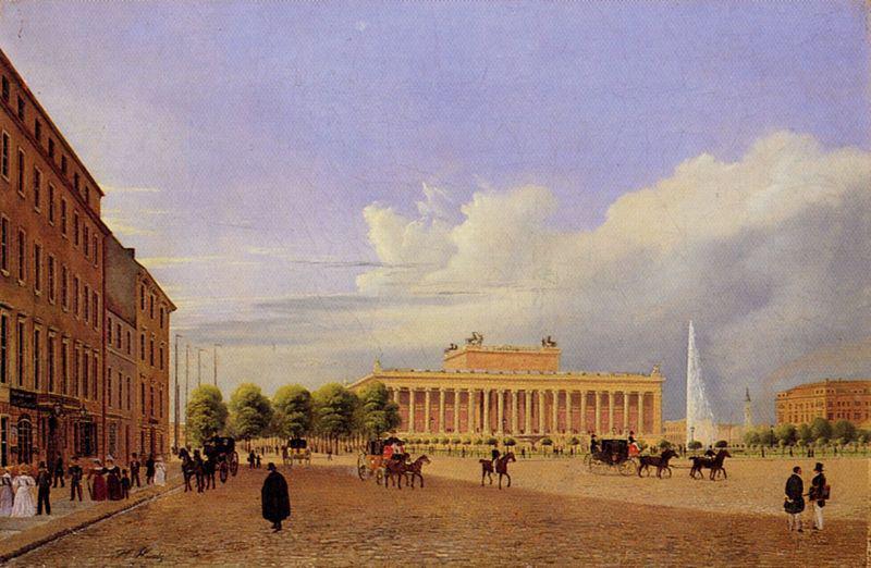 Johann Heinrich Hintze Berlin, Altes Museum von der Schlossfreiheit aus oil painting image